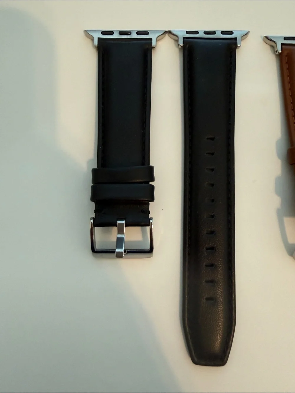 New Replacement Leather Apple Watch Bands - Black and Brown Set